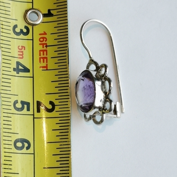 Sterling Silver Amethyst Flower Drop Earrings New - Picture 5 of 7